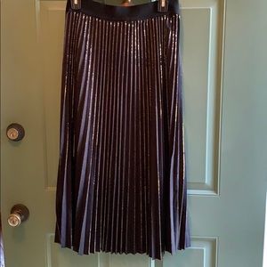 Lucy Paris Pleated Velvet Metallic Skirt NWT Large